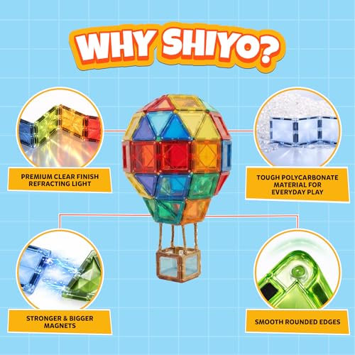 Image of SHIYO Magnetic Tiles for Kids | Educational Magnetic Building Blocks for Kids 3 4 5 6 7 8 Years | Magnetic Toys for STEM Learning | Brain Development Game Set for Toddlers Boys Girls (32 Pieces)