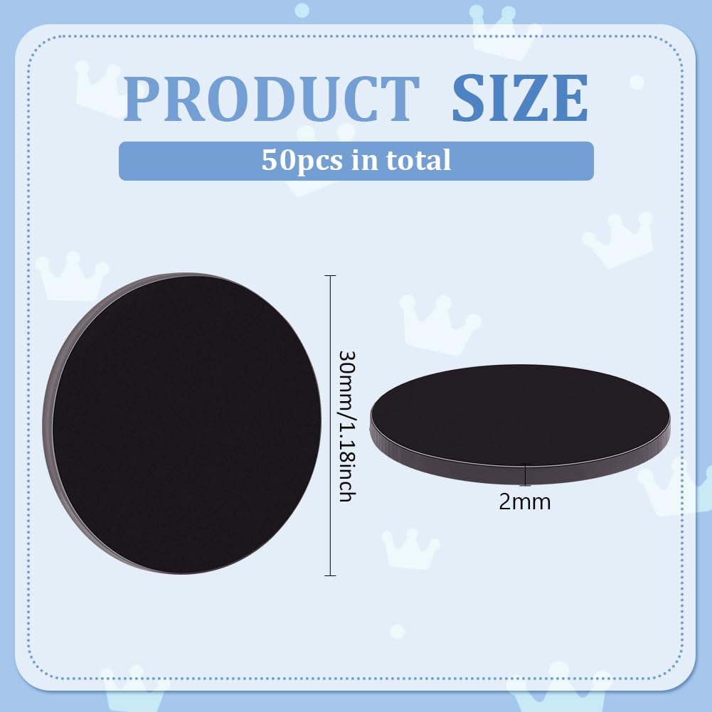 Disques Acrylique FINGERINSPIRE - Lot 40 | 40mm Diamètre, 3mm épaisseur | Noir | Pour Miniatures, DIY | Base Figurine
