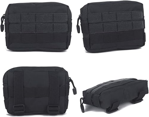 Small Tactical Molle Pouch Belt Pouch Mini Tactical Admin Pouch Nylon EDC Utility Pouches Bag for Outdoor, Camping, Multiple Compartments(Black)