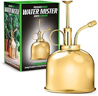 CKB LTD Polished Solid Brass Water Mister 300ml Vintage Style Premium Classic Indoor Sprayer Bottle Decorative Metal Plant Mister with Top Pump Watering Pumpkin For Air Plants, Orchids & More