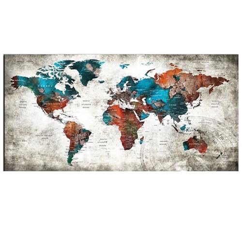 Peinture diamant adulte carte du monde, idée cadeau loisir créatif