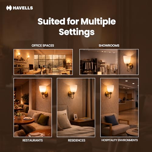 Image of Havells Venz Indoor Wall Light | Antique Bronze Durable Frame & Ambient Glow Diffuser | B22 Holder Compatible | Elegant Lighting for Bedrooms, Living Rooms & Hallways