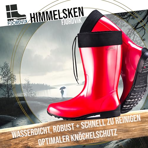 Fjordvik Himmelsken Gummistiefel | Pflegeleicht und langlebig | Perfekt für Hundespaziergänge bei Regen | Farbe: SCF rot, Gr.:43 / UK 9