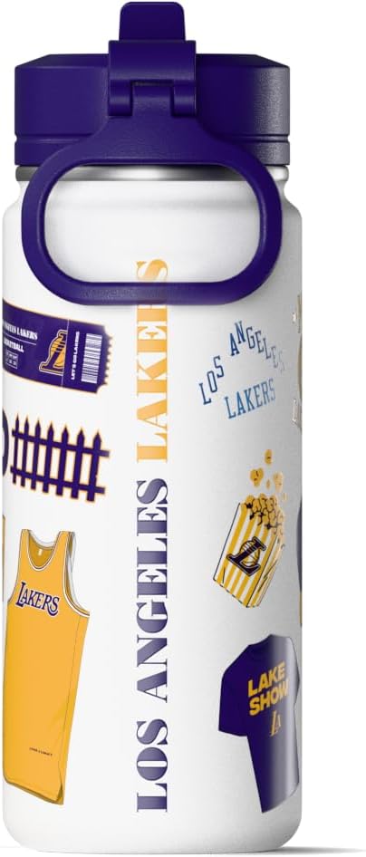Hydrapeak x NBA Officially Licensed Los Angeles Lakers 20 oz Active Water Bottle with Chug Lid and Handle Reusable Stainless Steel Double Wall Insulated Sports Gift for Kids/Adults - Image 2