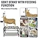 Bknius Goat Stand with Feed Bin for Milking, 600LBs Goat Trimming Stand, Livestock Table for Sheep Trimming Hoof and Milking, Iron Black, Adjustable Size