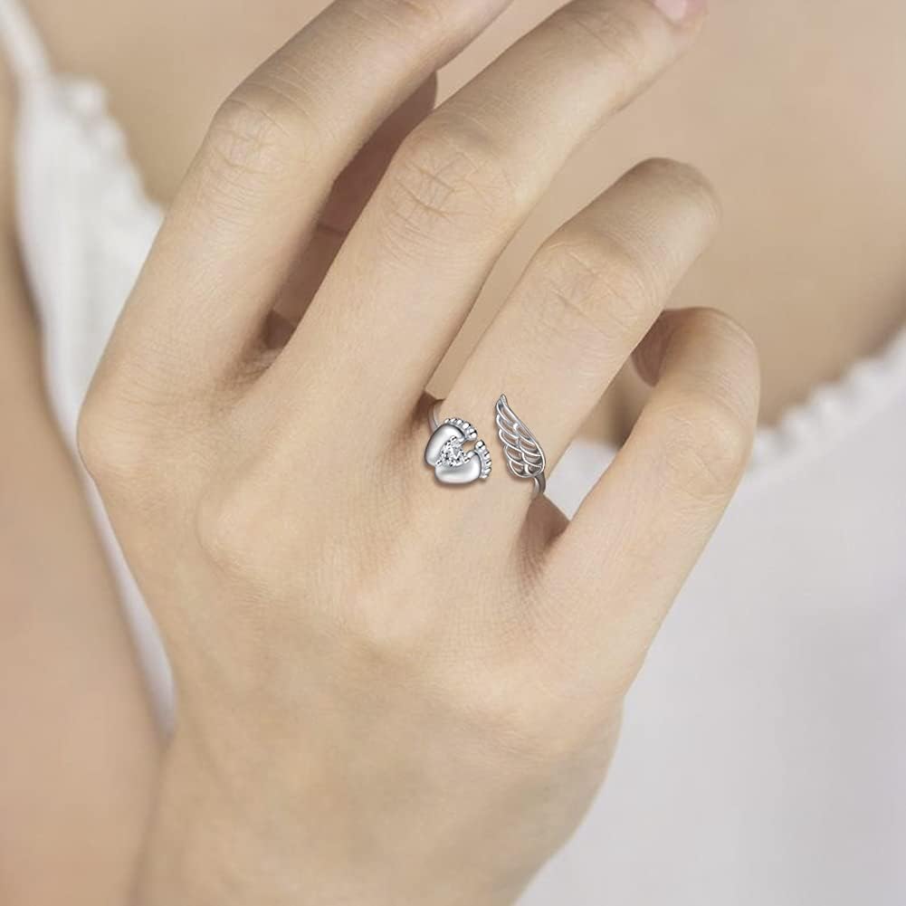APOTIE Sterling Silver Miscarriage Ring Mother - Loss of Pregnancy Rings Infant Loss Jewelry Memorial Losing Gifts for Women Mom