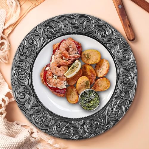 Pack de 100 platos cargadores redondos de plástico 13 pulgadas miniatura 1