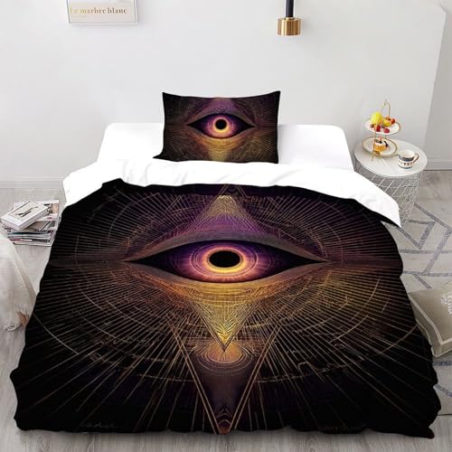 Housses de couettes œil du monde parure de lit microfibre 135x200 - 2