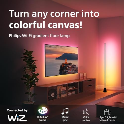 Image of Philips LightTheatre Wi-Fi Gradient Floor Lamp | RGBIC Multi-Color Display | Easy Setup | App & Voice Control | Compatible with Alexa, Google Home & HomeKit, LED