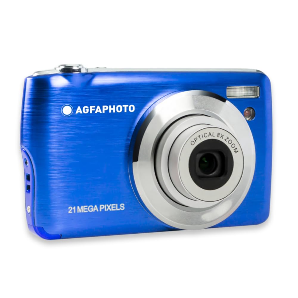 AGFA Photo Realishot DC8200 - Cámara Digital Compacta, 18MP, Video Full HD, Pantalla LCD 2.7'', Zoom Óptico 8X, BaterÃa de Litio y Tarjeta SD de 16GB - Azul