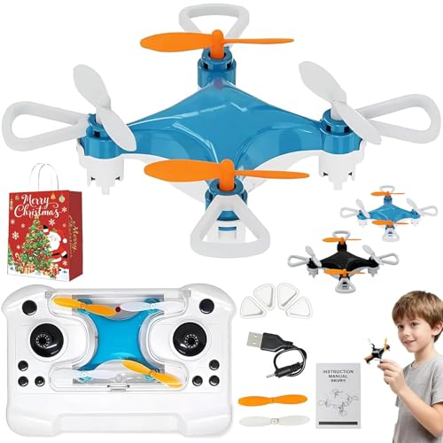 Mini Drone Beginner-Friendly Stunt Flyer, All-Ages Mini Drone with Easy Stunt Flights & 360° Tricks, Remote Little Aerobatic 4-Axis Drones with LED Light, Rechargeable, Kid Toy Gift (Blue)
