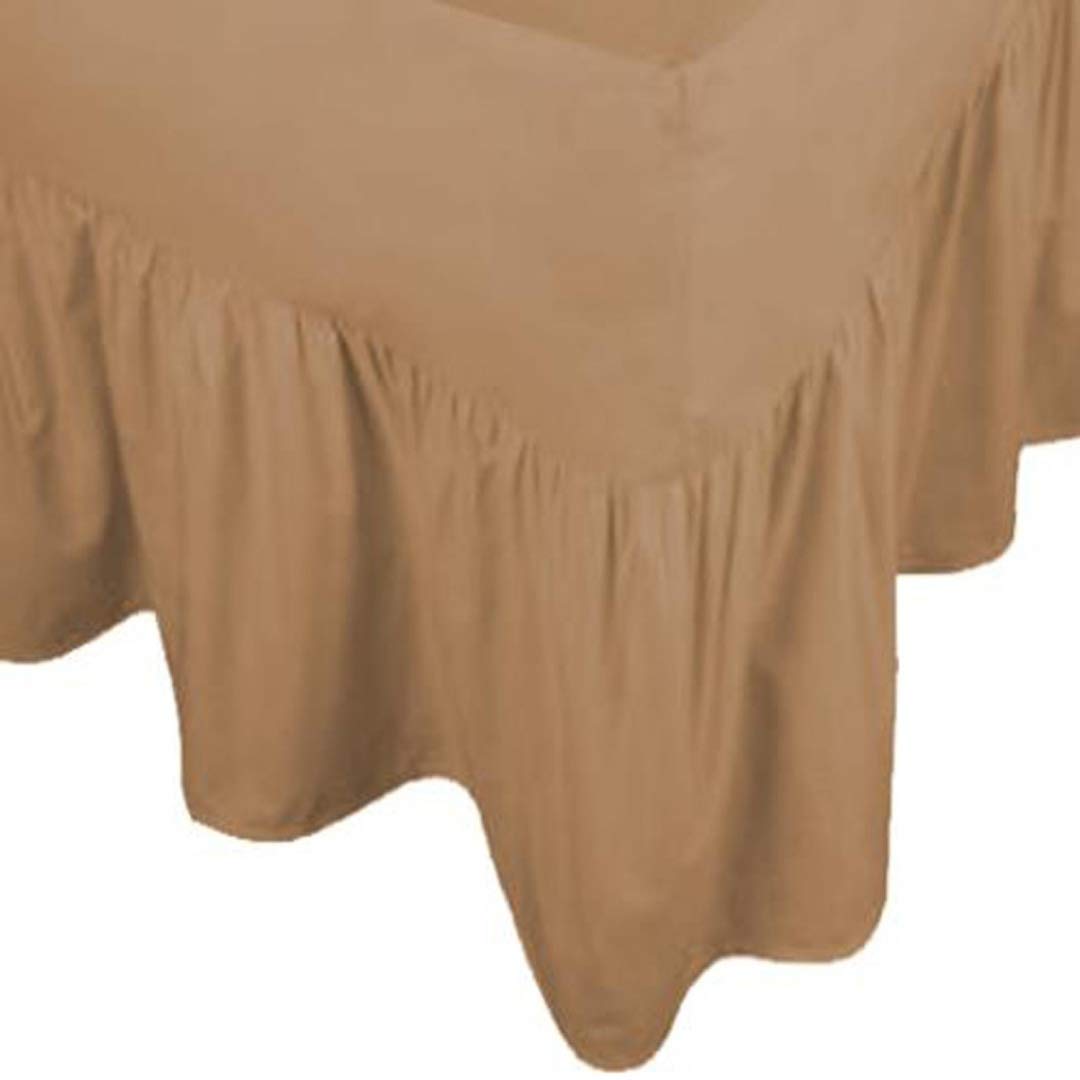 AR Plain Dyed Fitted Valance Bed Sheet Poly-Cotton Available In (DOUBLE, Beige)
