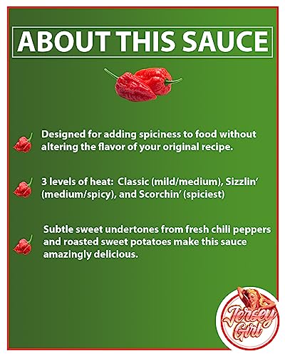 Jersey Girl Sizzlin' Sodium/Salt Free Hot Sauce - Made With Scorpion & Ghost Pepper 5Oz (Spicy) All Natural Ingredients #TOP1
