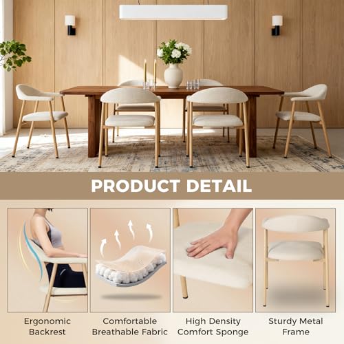 image for DUMOS Dining Chairs Set of 4, Linen Fabric Upholstered Kitchen Side Ch