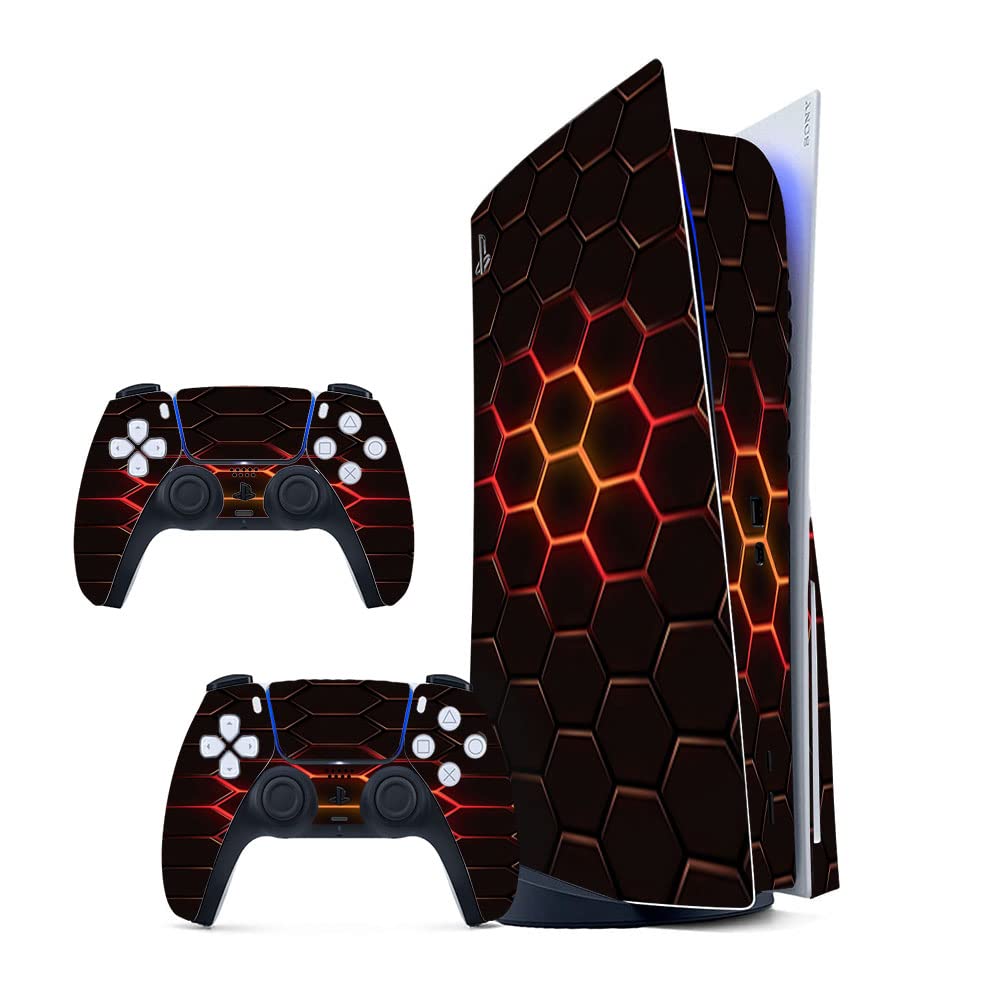 GADGETS WRAP Printed Vinyl Skin Sticker Decal for Sony PS5 PlayStation 5 Disc Edition Console & 2 Controller (Skin Only, Console & Controller not Included.) - Black Hexagon (B0BW3QSKKX) Amazon Price History, Amazon Price Tracker