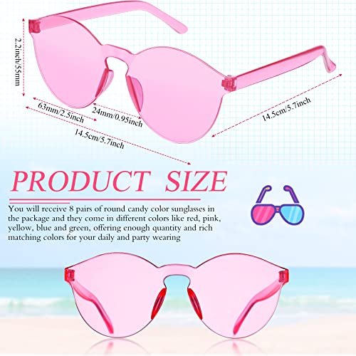 12 Pack Colored Glasses Round Rimless Sunglasses Transparent Candy Colored Sunglasses Tinted Eyewear Cool Sunglasses2