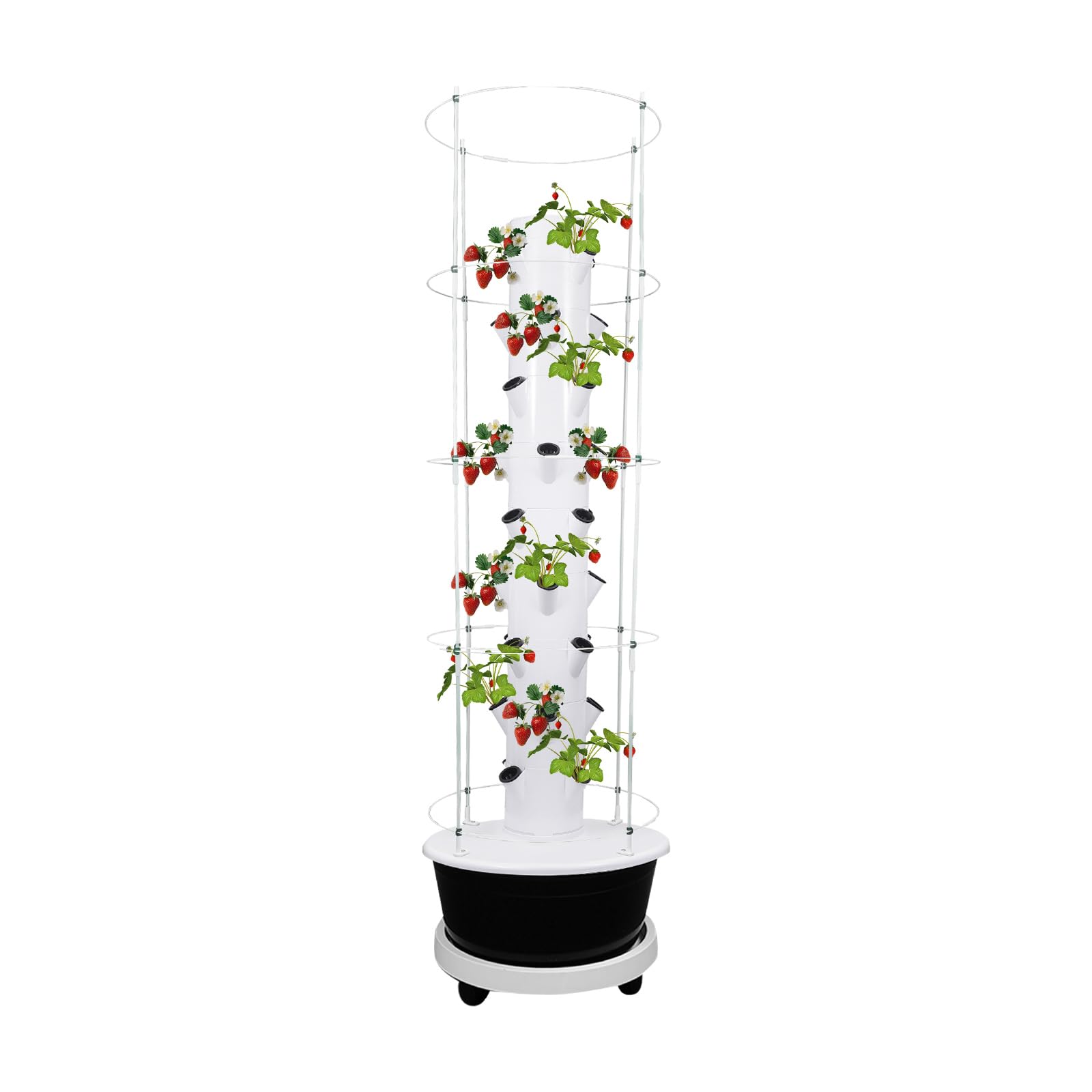 Hydroponic Tower Garden Kit de culture de jardin 36 trous avec cadre de support d'escalade, pompe submersible et minuterie pour fleurs, légumes, légumes à feuilles, herbes (réservoir d'eau