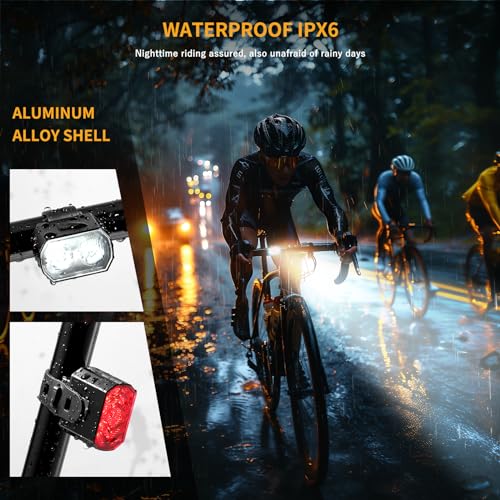 Blendura Luces Bicicleta Delantera Y Trasera, Luz Trasera Bicicleta Delantera IPX6 Luz Bicicleta 6 Modos de Iluminación, Luces Bicicleta para Montar Noche/Acampar, Carretera/Montaña - imagen 4