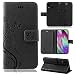 Produktbild betterfon | Flower Case Handytasche Schutzhülle Blumen Klapptasche Handyhülle Handy Schale für Samsung Galaxy A40 SM-A405 Schwarz