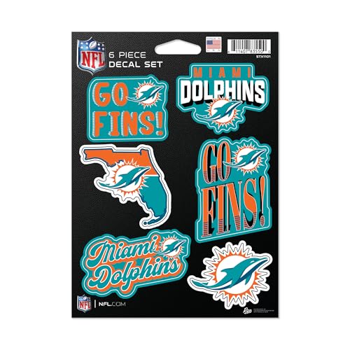 Rico Industries NFL Football Miami Dolphins 6-Piece Decal Set