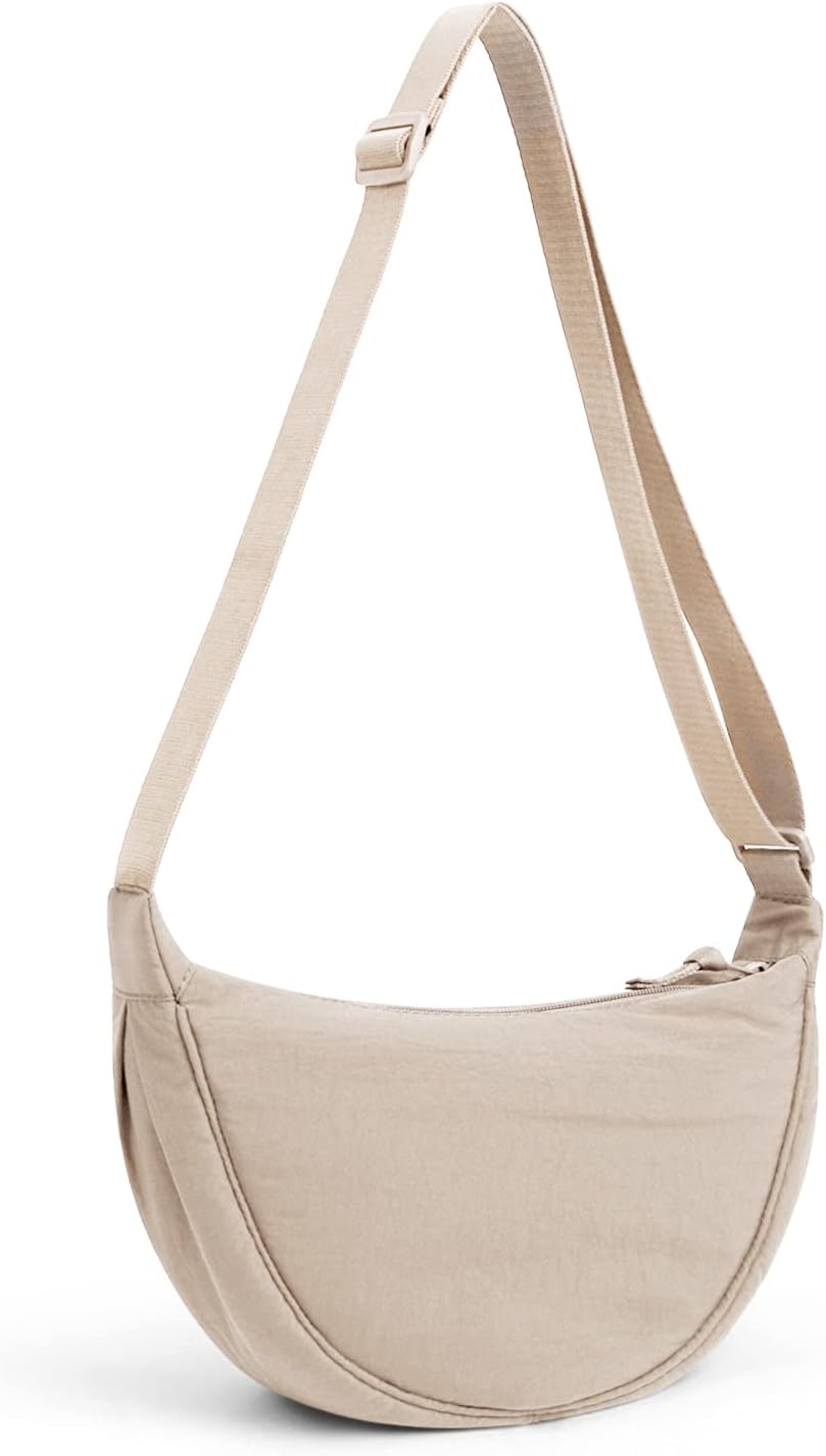 Crescent Bag for Women, Nylon Crescent Bags Hobos Crossbody Bag Portable Crescent Purse with Adjustable Strap Solid Color Chest Bag Shoulder Bag Fanny Packs
