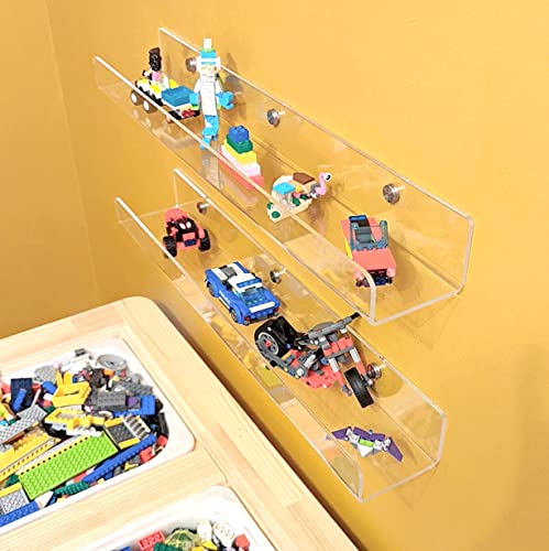 Image of 2 Packs 24 inches Clear Acrylic Shelves,Book Shelf for wall