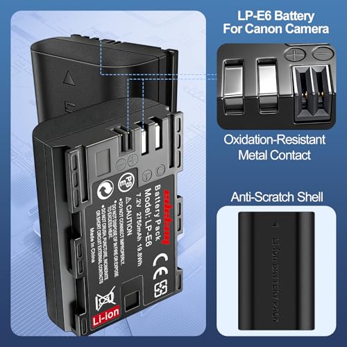 LP-E6 Battery for Canon EOS Camera: R7 5D Mark IV R5 R6 Mark II 90D Photography Enthusiasts 2750mAh - Image 3
