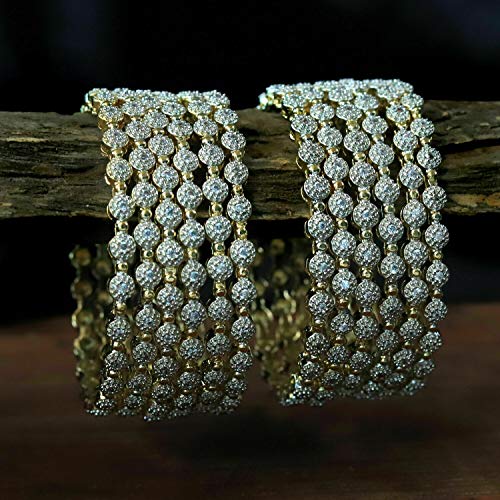 Sukh Collection Jewellery Indian Bollywood Gold Plated American Diamond Zircon Made 12 Pcs Bangle Bracelets Traditional Women Wedding Bridal Fashionable Beautiful Bridal Jewelry3