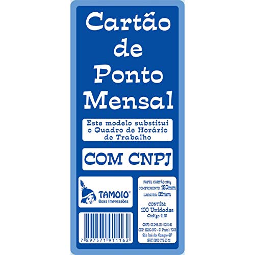 CARTÃO DE PONTO MENSAL C/100UN. TAMOIO