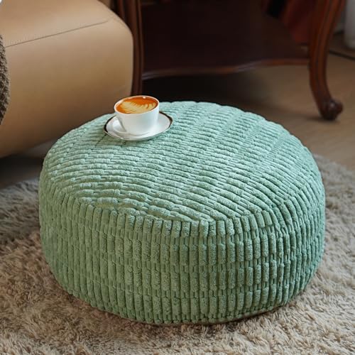 Artbloss Unstuffed Pouf Ottoman Cover Soft Storage Extra Seat Farmhouse