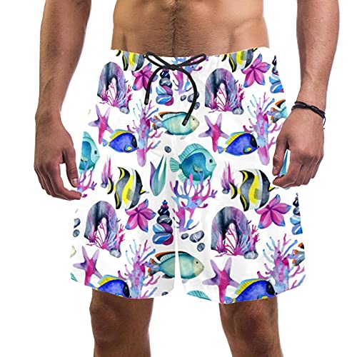 Short de bain pour homme avec doublure en maille multicolore XL Fish Surgeon