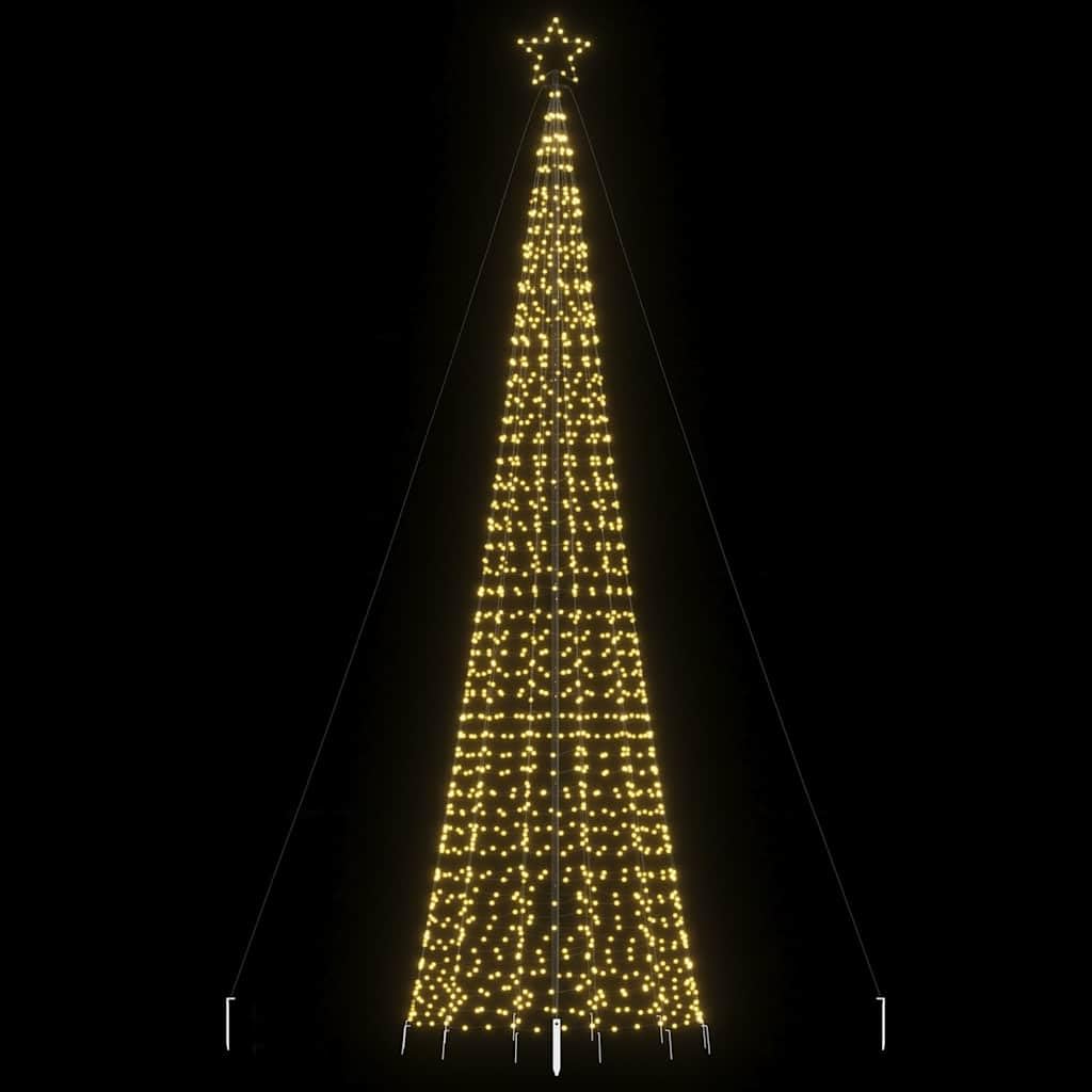 Choinka LED ze szpikulcami do wbijania w ziemię, 1534 ciepłe białe diody LED, wysokość 500 cm, oświetlenie zewnętrzne IP44, 8 efektów świetlnych do świątecznej dekoracji zimowej