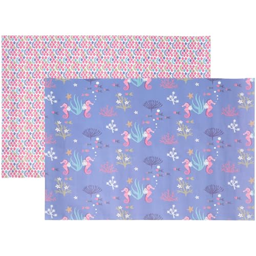 jojofuny Papel de Obsequio Artesanal Temática Oceánica Mermaid 2 Hojas Tamaño Estándar Papel Decorativo para Envolver Regalos DIY Fiestas de Verano Cumpleaños y Embalaje