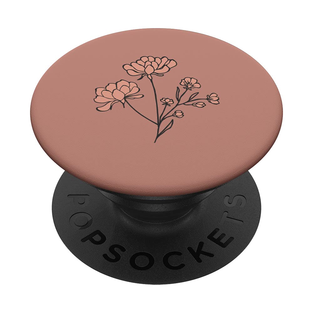 Rose Dawn Brown - Botanical Bohemian Floral Boho Flower PopSockets Swappable PopGrip