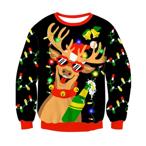 Freshhoodies Herren Weihnachten Gestrickte Pullover Rentier Damen...