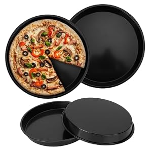 4 PCS Pizza Baking Tray Non Stick, Round Pizza Pan 10 inch, Carbon Steel Pizza Oven Trays for Baking, Oven