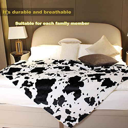 Cow Print Blanket Soft Fleece Flannel Lightweight Cozy Baby Blankets Warm Black And White Cow Throw Blanket Baby Seat Couch Bed Cow Bedding Baby Boys Girls Toddler Infant Newborn 40X50 Inch #TOP2