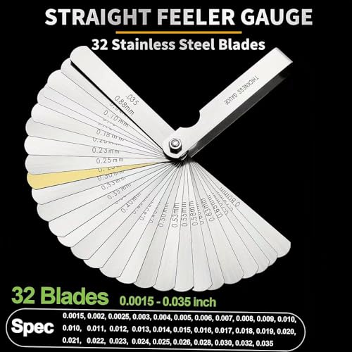 32 Blades Feeler Gauges SAE/Metric Feeler Gauge 58 pcs Thread Gauge Metric & Imperial & US Screw Gauge SAE Thread Pitch Gauge for Machining Assembly Quality Inspection