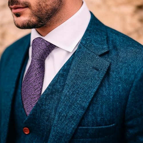 Image of Barry.Wang Skinny Ties for Men Cashmere Wool Blend Necktie with Tie Clip