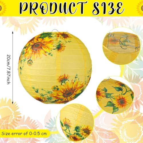 Image of Panelee 12 Pcs Sunflower Paper Lanterns Party Decorations 8 Inch Hanging Round Hanging Paper Party Decorations for Holiday Indoor Outdoor Supplies