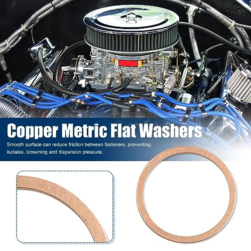 X AUTOHAUX 15pcs 32mm x 38mm x 1mm Copper Flat Washer Screw Gasket Sealing, Copper Tone, 14 x 10 x 1.5 cm - Image 2