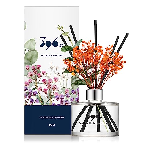396 st Preserved Babys Breath Flower Reed Diffuser Dark VanillaSandalwood 200ml67oz Reed Diffuser Sets Scentsy Home Fragrance Scented Oils Home Bathroom Decor