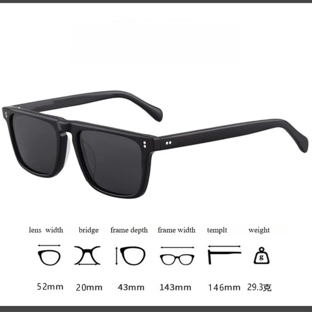 Occhiali da sole polarizzati con montatura grande in acetato, uomo, moda UV400, donna