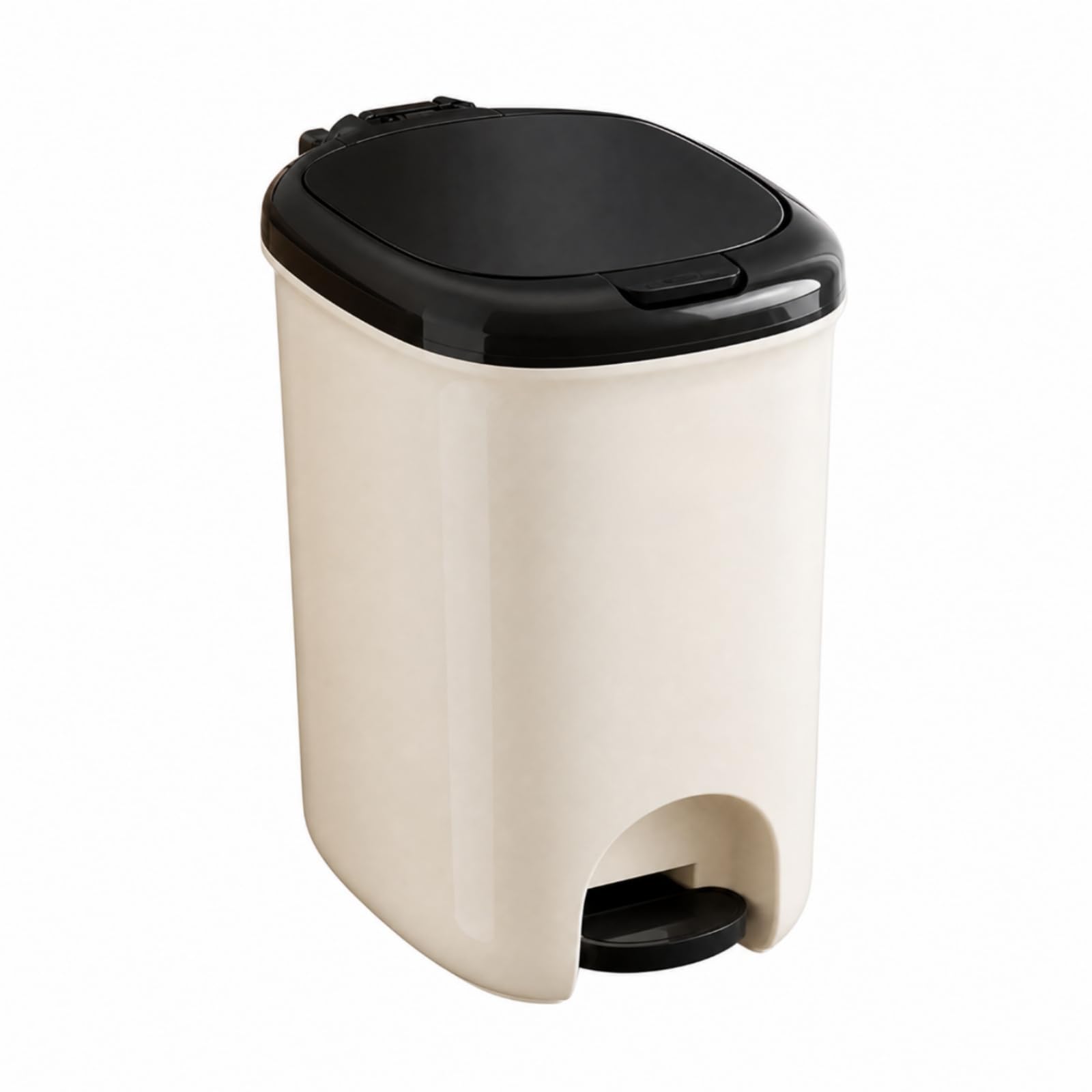 Cubo 20 Litro Pedal Higiénico Papelera con Tapa Abatible y Anillo Retenedor Compacto Barero con Tapa para Hogar, Cocina, Negro, 20L
