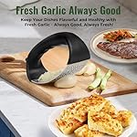 Garlic Press Rocker, Stainless Steel Garlic Mincer and Garlic Crusher, Easy-Squeeze Garlic Tool with Peeler and Cleaning Brush for Smashing Garlic - Image 5
