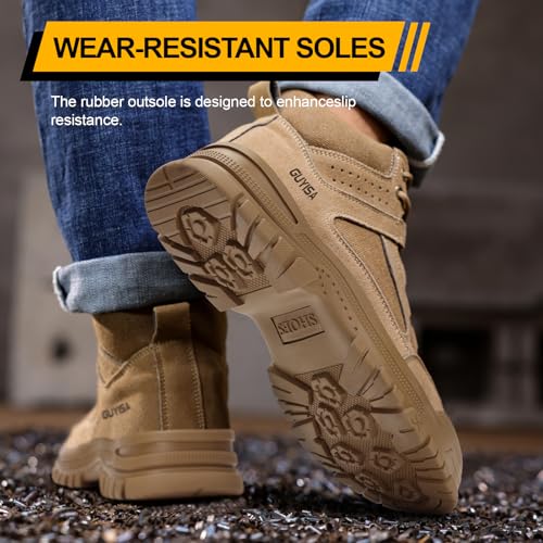 Image of Steel Toe Shoes for Men,Lightweight Work Shoes,Mens Indestructible Safety Boots,Puncture Proof Construction Steel Toe Sneaker.