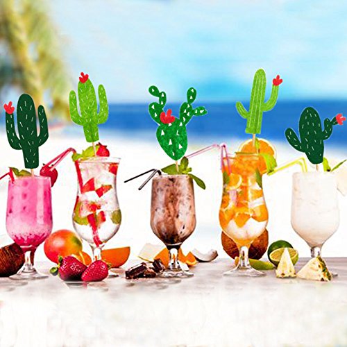 Hokpa Cactus Cupcake Toppers Summer Hawaii Theme Party Favors Cupcake Picks For Fruit Cake Decorations Fiesta West Tropical Cacti Birthday Party Supplies (24Pcs) #TOP1