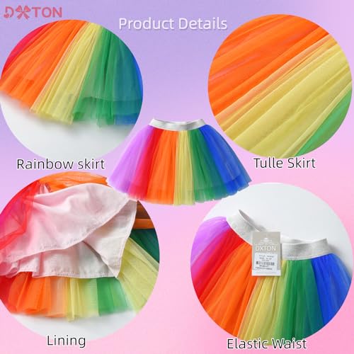 Image of DXTON Girls Tutu Skirt Rainbow Toddler Tulle Ballet Dance Skirt for 3-10Y