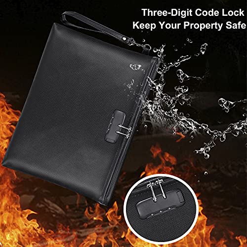Fireproof Document Bag With Lock, Zoopip 14.3"X10.2" Fireproof And Waterproof Money Bag With Zipper Closure, Storage Pouch For A4 Letter Size Document, Cash, Cell Phone, Tablet, Credit Card,Passport #TOP1
