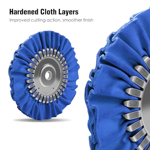 Image of 2PCS 8 inch Airway Buffing Wheel with 5 /8 inch Arbor Flange-Free Hub,Blue Buffing Wheels for Angle Grinder, Heavy Cutting Metal Polishing Wheel for Aluminum Wheels Stainless Steel Metal Surface Prep